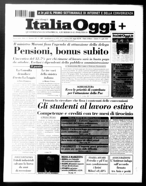 Italia oggi : quotidiano di economia finanza e politica